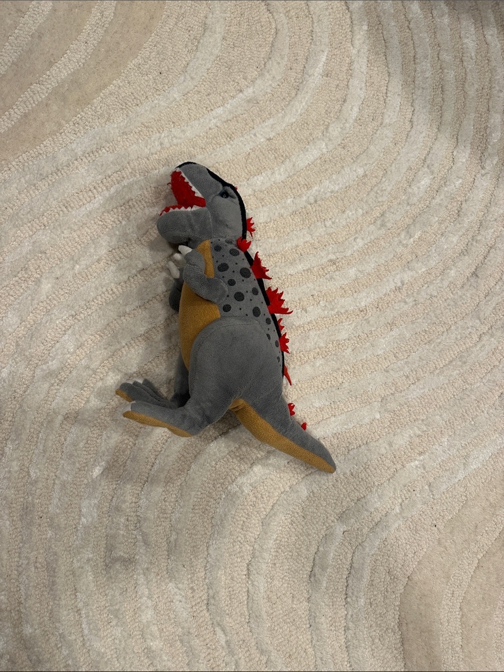 Plush Grey and Red Dino Stuffed Animal (selling as no returns)